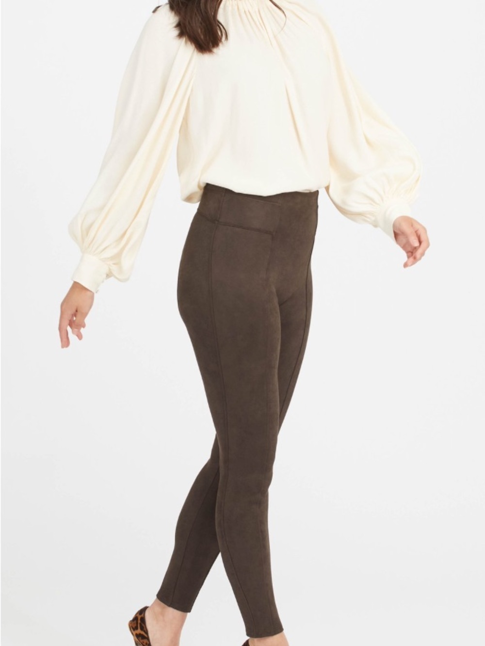 SPANX Brown Faux Suede Leggings Plus Size 1X - Picture 4 of 16